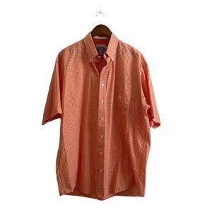 Cinch Men’s Short Sleeve Button Down Orange & White Checkered Western Shirt SZ L